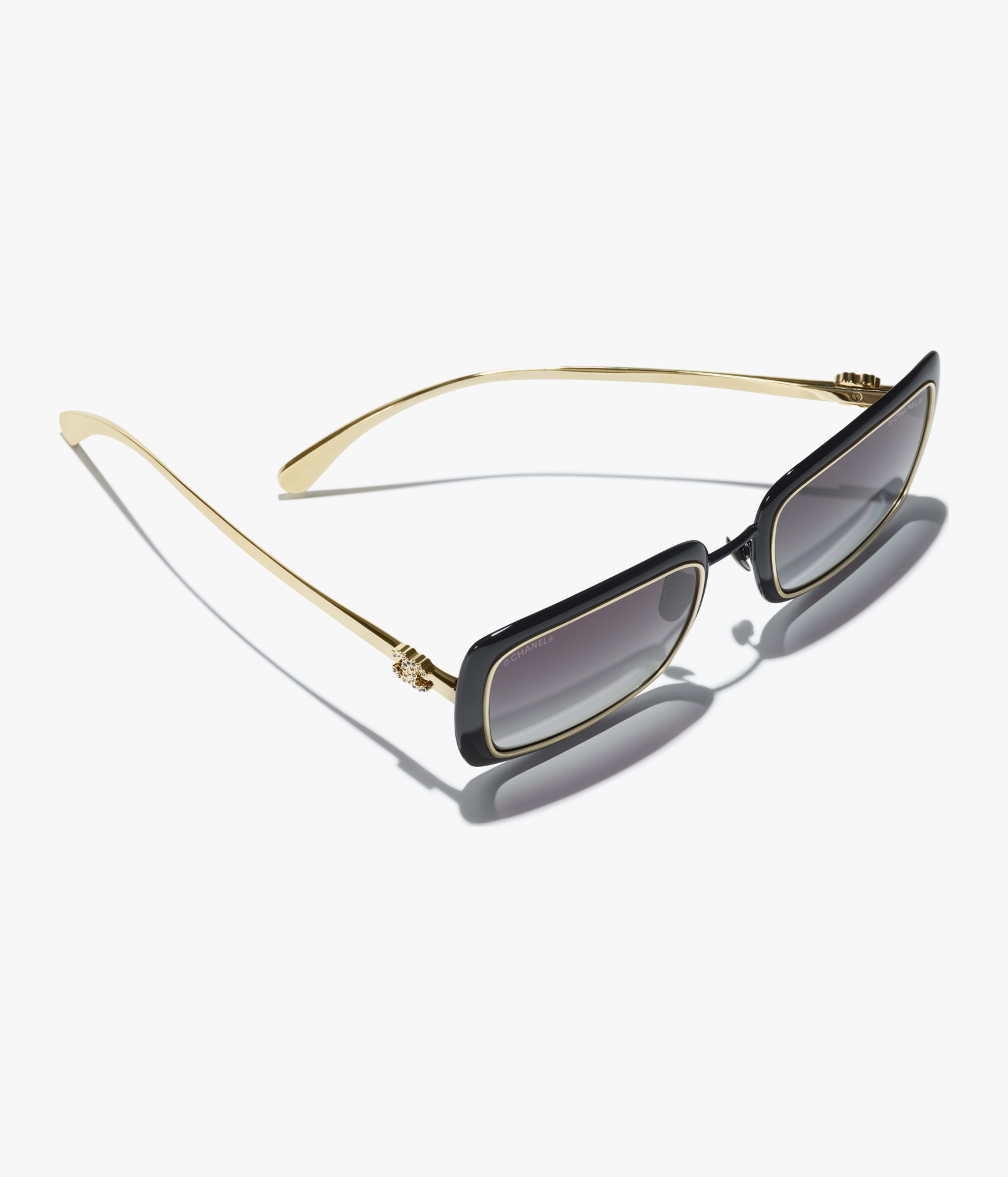 Rectangle Sunglasses - Black & Gold - Metal - Extra view